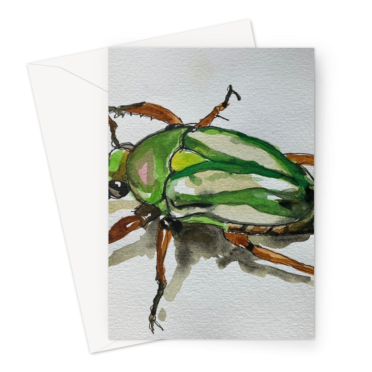 Grüner Käfer Aquarell Greeting Card