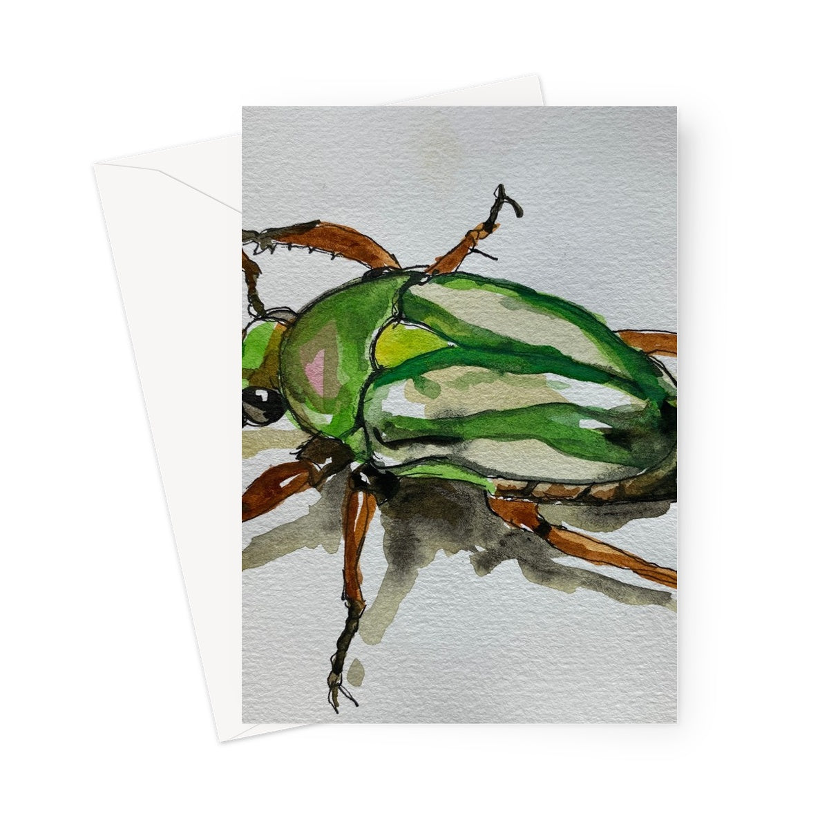 Grüner Käfer Aquarell Greeting Card