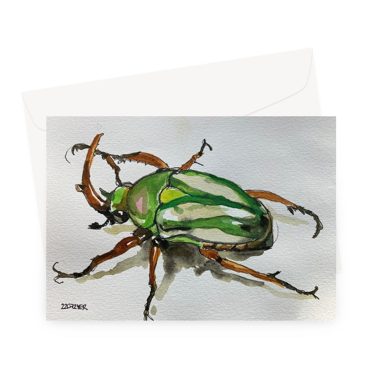 Grüner Käfer Aquarell Greeting Card